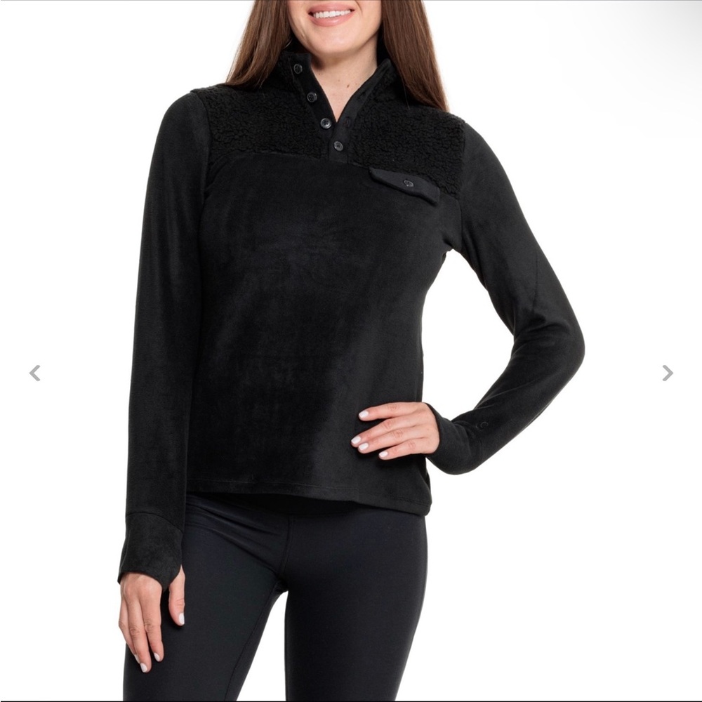Cuddl Duds FleeceWear Stretch Base Layer Top L - Button Neck, Long Slee…